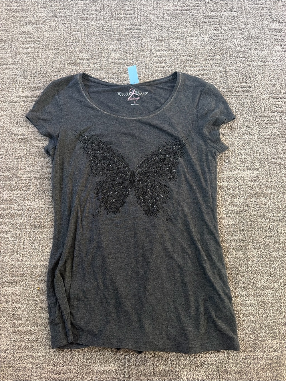 Vintage thrifted White House Black Market Short-Sleeve Tee with Beaded Butterfly